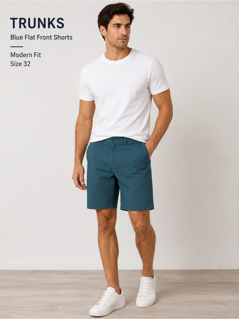 TRUNKS Blue Flat Front Shorts comfort casual Modern Fit/size 32